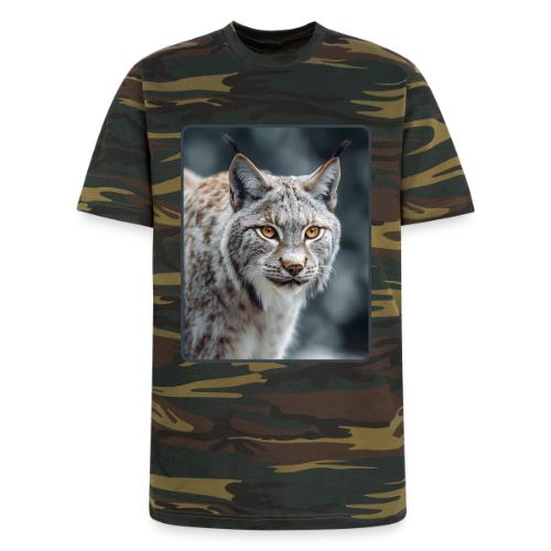 Lynx Portrait Piercing Eyes Design - Unisex Camo Tee