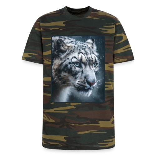 Snow Leopard Blue Eyes Design - Unisex Camo Tee