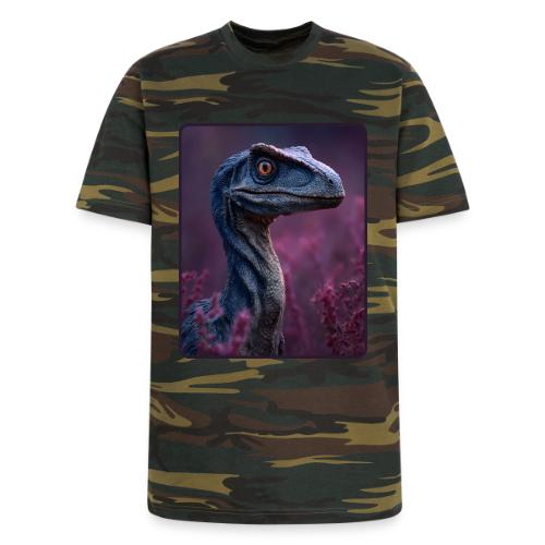 Blue Velociraptor Portrait Design - Unisex Camo Tee