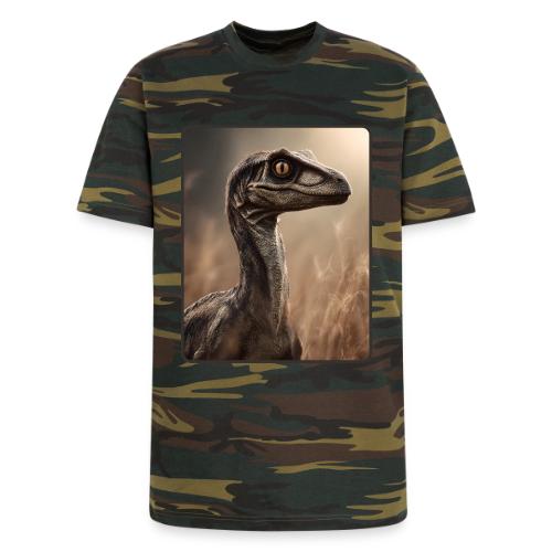 Velociraptor Feathered Portrait Design - Unisex Camo Tee