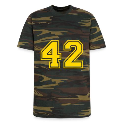Number 42 in a classic athletic collegiate font - Unisex Camo Tee