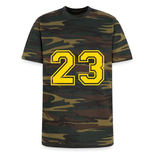 Number 23 in a classic athletic collegiate font - Unisex Camo Tee