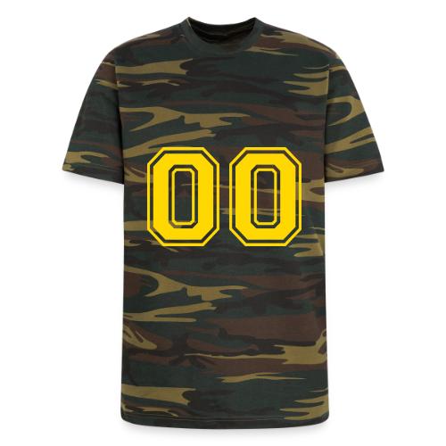 Number 00 in a classic athletic collegiate font - Unisex Camo Tee