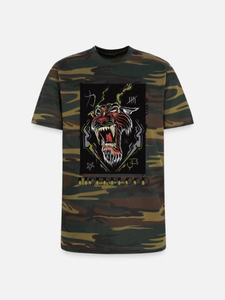Tigerblood Neon Roar - Unisex Camo Tee - green camo