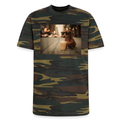 Funny Dachshund Iced Coffee Lover Tee - Unisex Camo Tee
