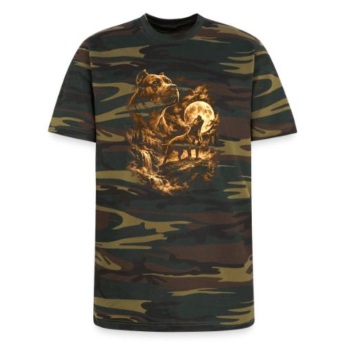 Pit Bull Howling Moon Fantasy Forest Tee - Unisex Camo Tee