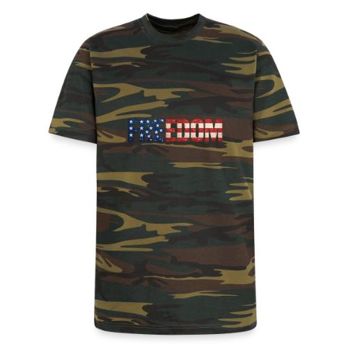 Freedom American Flag Distressed Patriotic Shirt - Unisex Camo Tee
