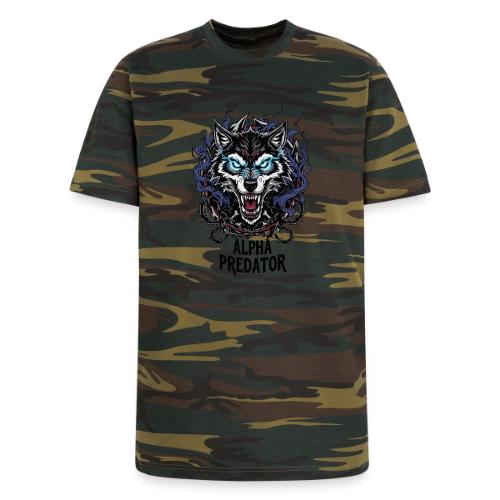 Alpha Predator Wolf Fierce Neon Eyes - Unisex Camo Tee