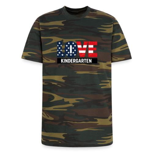 Love Kindergarten Patriotic Graduation - Unisex Camo Tee