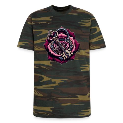 You Hold the Key to My Heart Rose Lock T-Shirt - Unisex Camo Tee