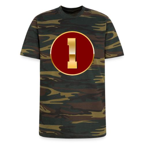 Number 1 in Gold Varsity Font - Unisex Camo Tee