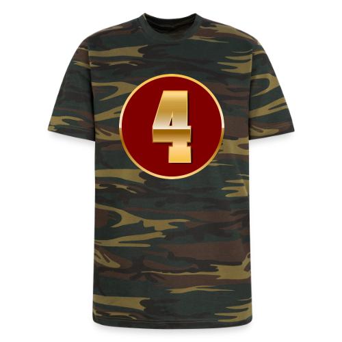 Number 4 in Gold Varsity Font - Unisex Camo Tee