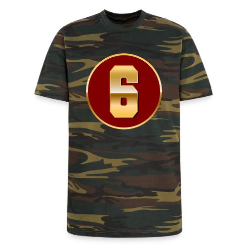 Number 6 in Gold Varsity Font - Unisex Camo Tee