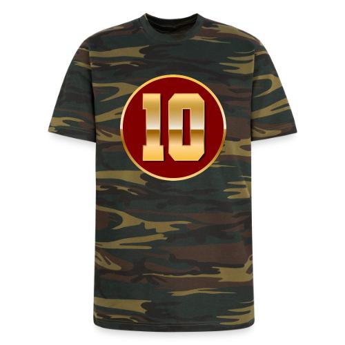Number 10 in Gold Varsity Font - Unisex Camo Tee