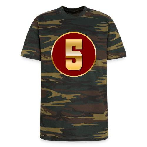 Number 5 in Gold Varsity Font - Unisex Camo Tee