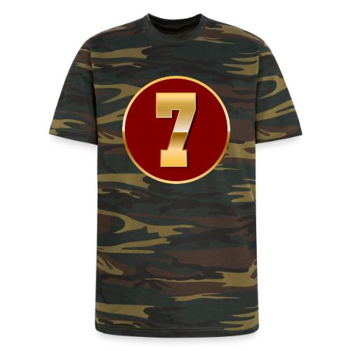 Number 7 in Gold Varsity Font - Unisex Camo Tee