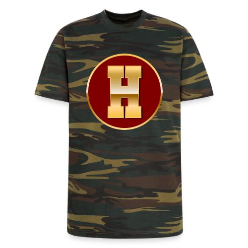 Letter H – Capital Varsity Alphabet Monogram - Unisex Camo Tee
