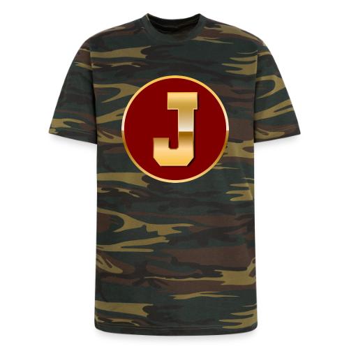 Letter J – Capital Varsity Alphabet Monogram - Unisex Camo Tee