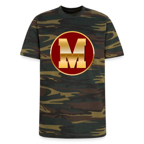Letter M – Capital Varsity Alphabet Monogram - Unisex Camo Tee