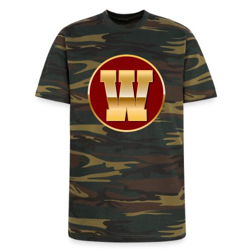 Letter W – Capital Varsity Alphabet Monogram - Unisex Camo Tee