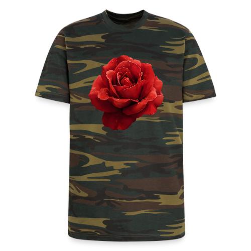 Rose: Crimson Dew Bloom - Unisex Camo Tee