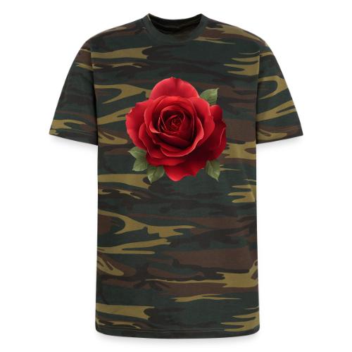 Rose: Crimson Bloom Elegance - Unisex Camo Tee