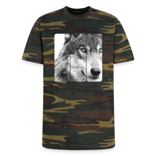 Wolf Face Triptych: Silent Alpha - Unisex Camo Tee