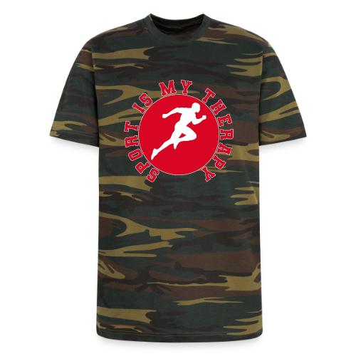 Sport Is My Therapy – Running Motivation Badge - Unisex Camo Tee