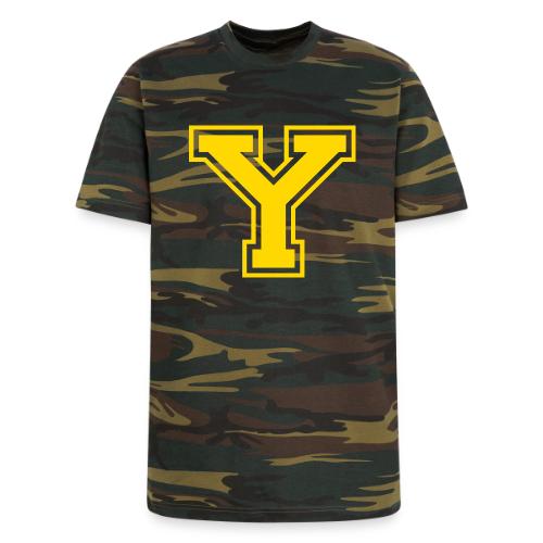 Letter Y – Capital Athletic Alphabet Monogram - Unisex Camo Tee