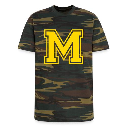 Letter M – Capital Athletic Alphabet Monogram - Unisex Camo Tee
