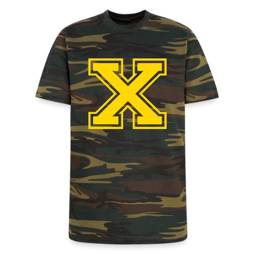 Letter X – Capital Athletic Alphabet Monogram - Unisex Camo Tee