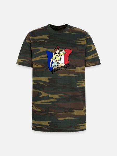 France girl flag design - Unisex Camo Tee - green camo