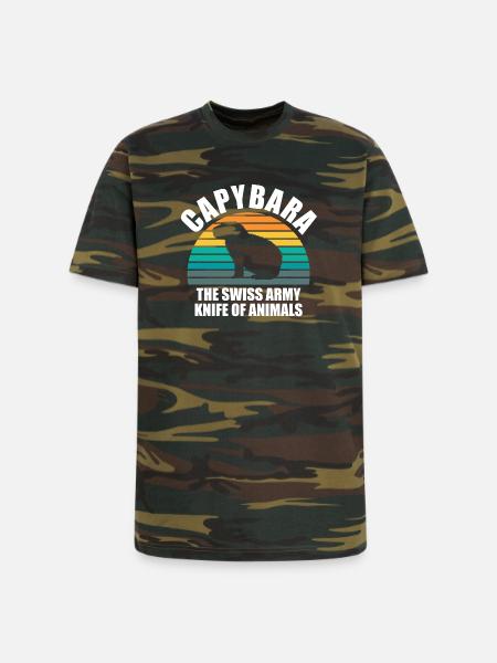 Capybara zoo animal design - Unisex Camo Tee - green camo