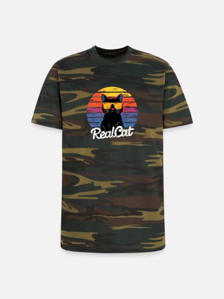 RealCat Retro Sunglasses - Unisex Camo Tee - green camo