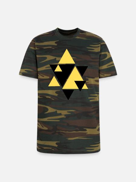 Geometric Golden Triangle Art - Unisex Camo Tee - green camo