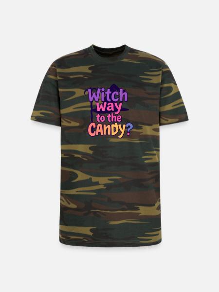 Witch Way to the Candy - Unisex Camo Tee - green camo