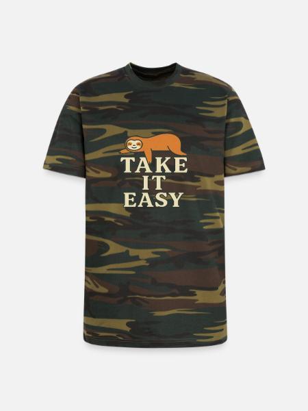 Sloth Relax Take It Easy - Unisex Camo Tee - green camo