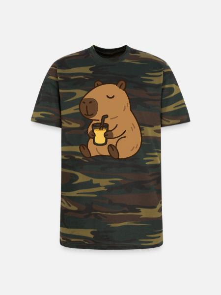 Bear Sips Sunshine - Unisex Camo Tee - green camo