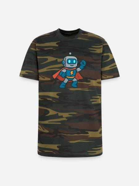 Robot Hero Lightning Cape - Unisex Camo Tee - green camo