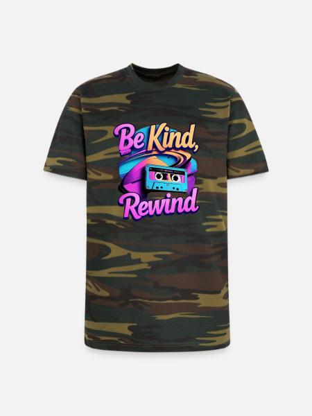 Be Kind Rewind Retro Cassette - Unisex Camo Tee - green camo