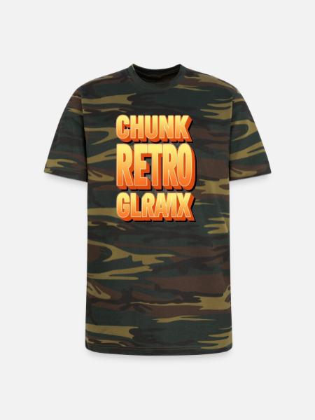 Chunk Retro Glow Glyph - Unisex Camo Tee - green camo
