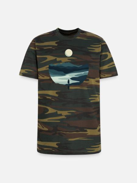 Moonlit Valley Silhouette - Unisex Camo Tee - green camo