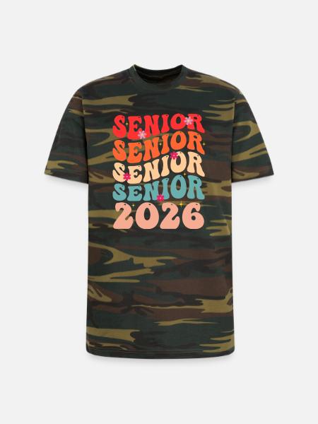 Senior Class 2026 Floral Rainbow - Unisex Camo Tee - green camo