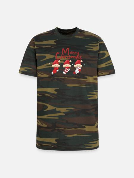 Merry Christmas Sock Trio - Unisex Camo Tee - green camo
