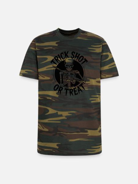 Trick Shot or Treat Skeleton - Unisex Camo Tee - green camo