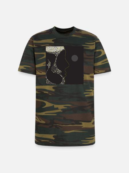 champagne face silhouette - Unisex Camo Tee - green camo