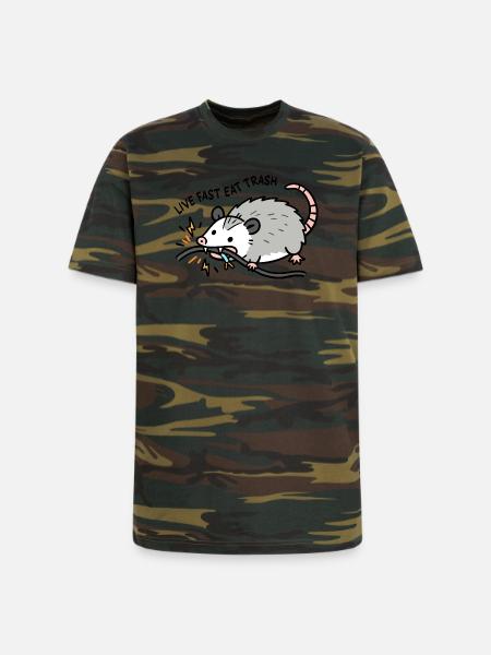 Eat Trash Funny Opossum - Unisex Camo Tee - green camo