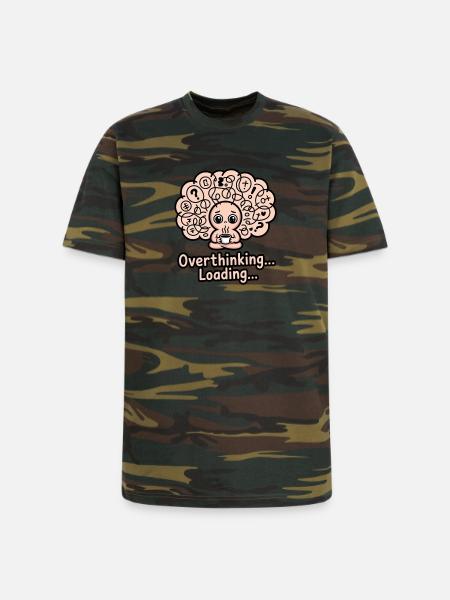 Overthinking Loading Brain - Unisex Camo Tee - green camo