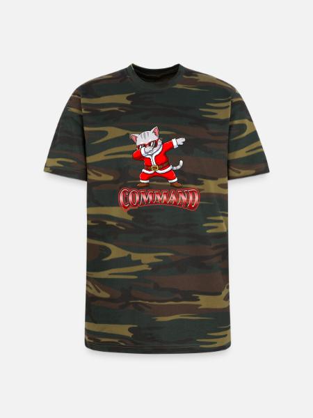 Dabbing Santa Cat Command - Unisex Camo Tee - green camo