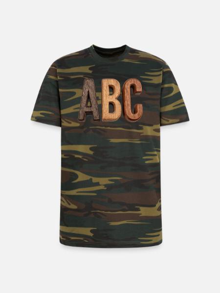 Rustic Wood ABC Letters - Unisex Camo Tee - green camo